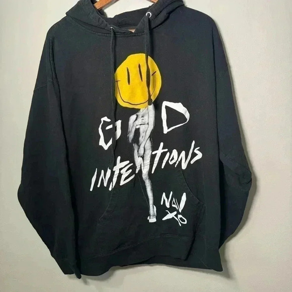 NAV XO the Weeknd Good Intentions Black  Yellow Smiley hoodie XL - Picture 3 of 5